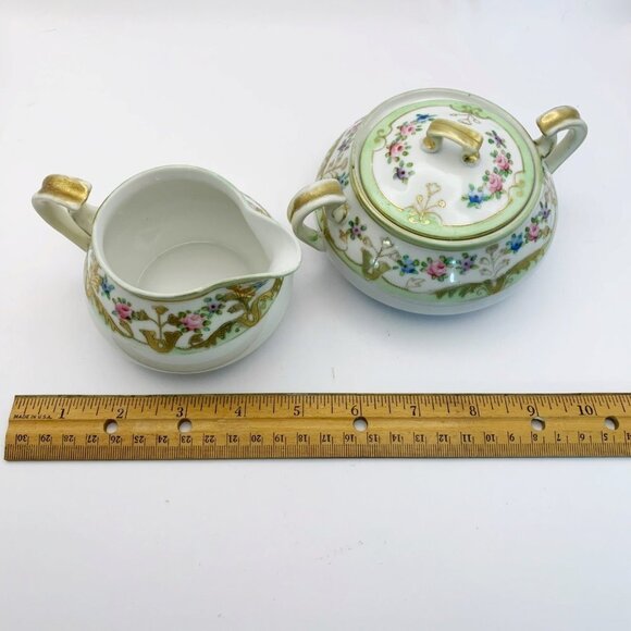 Antique Nippon Hand Painted Porcelain Creamer & Sugar Set - Picture 6 of 9